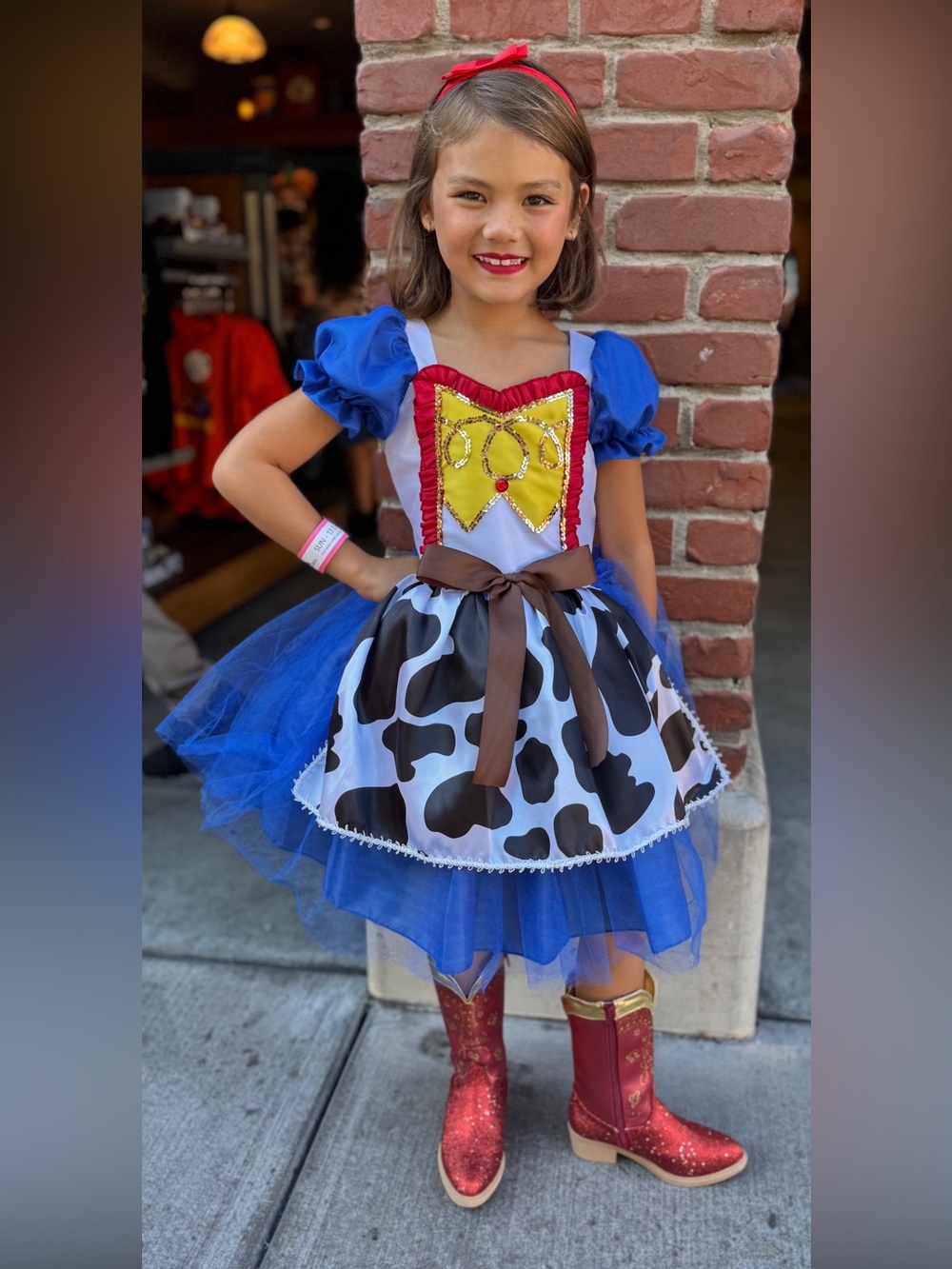 Cowgirl/Jesse Dress-Up Costume for Girls with Cowprint Skirt